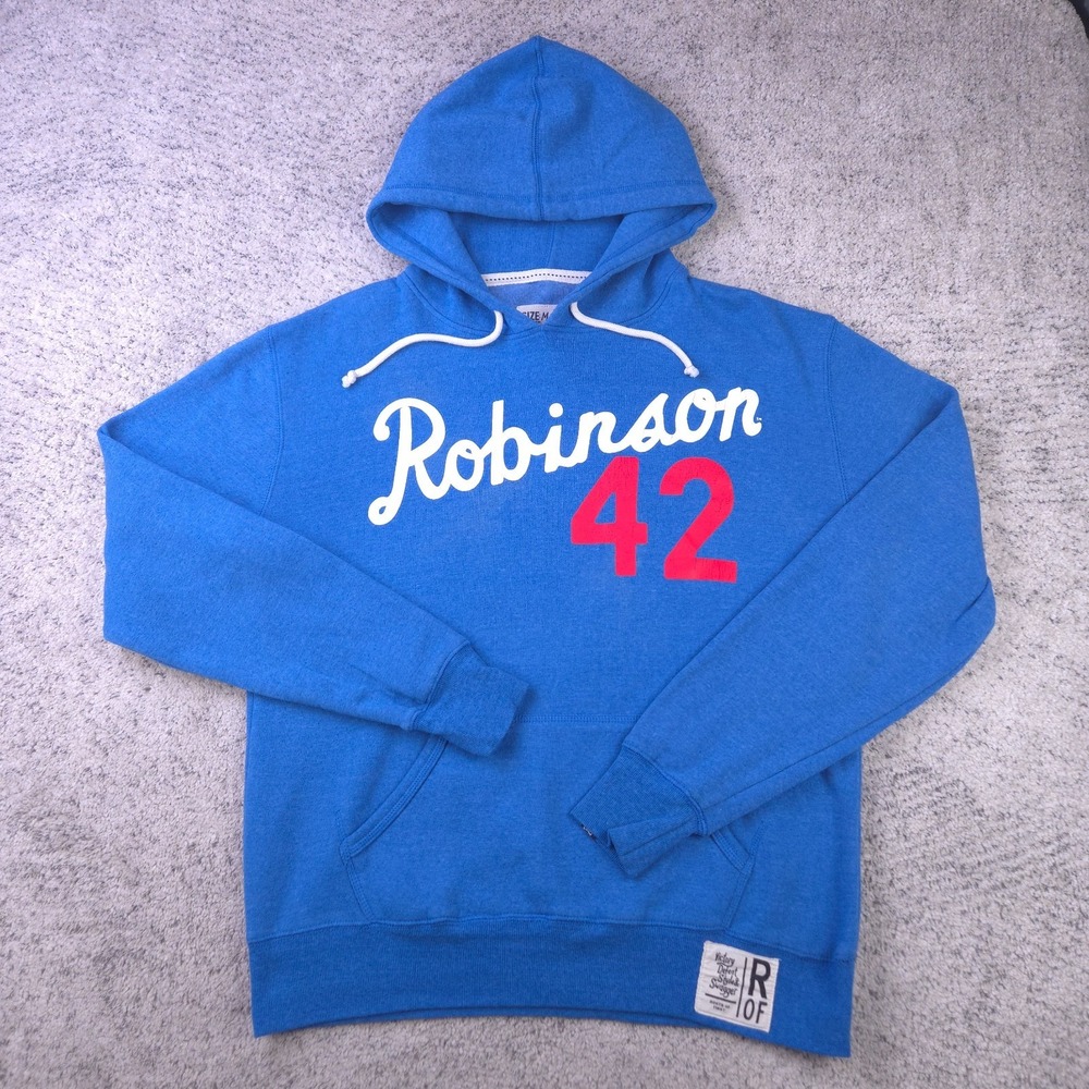 Roots of Fight Hoodie Mens Medium Jackie Robinson Sweatshirt Pullover Blue ROF